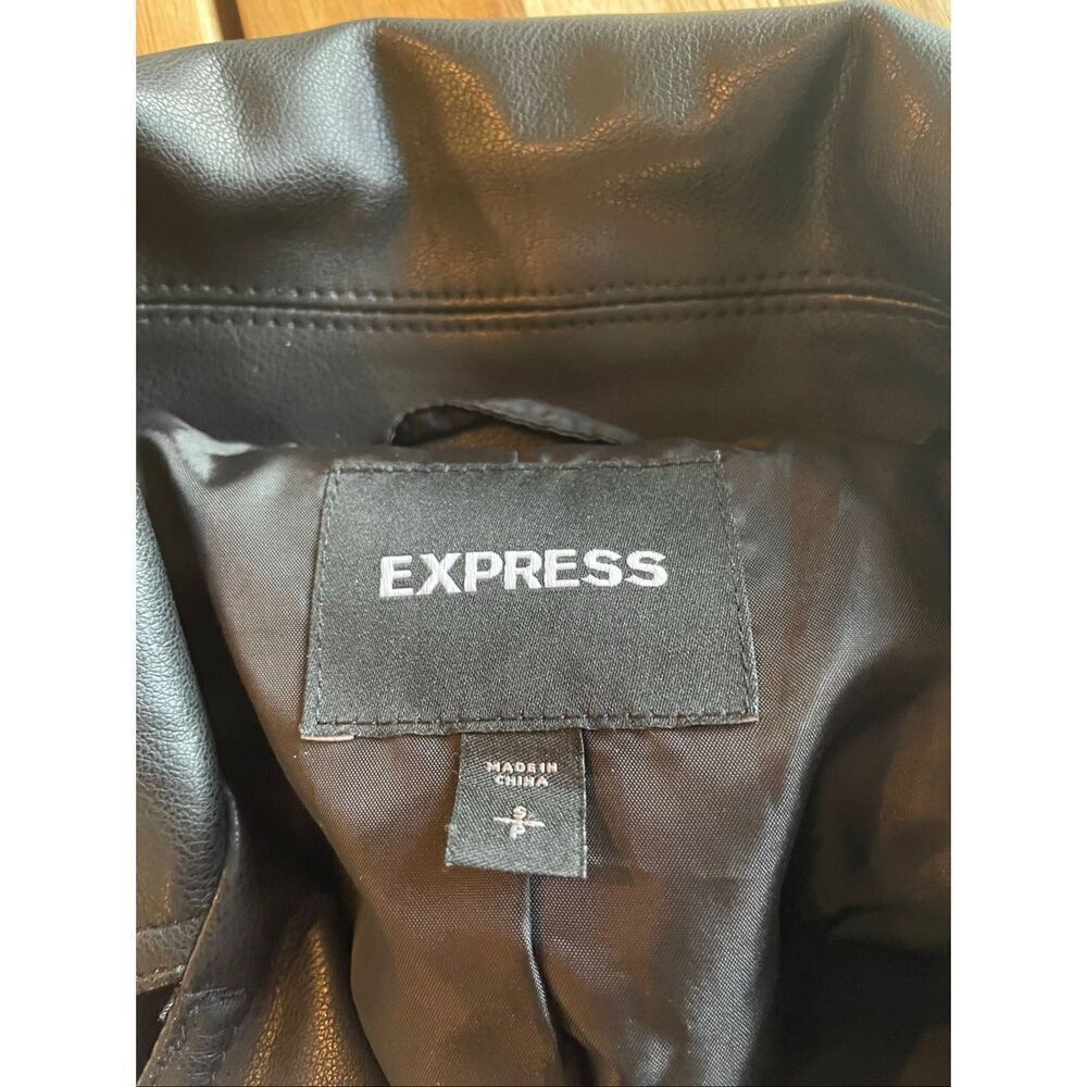 EXPRESS vegan leather shealing sleeve boucle jacket coat - Picture 3 of 4